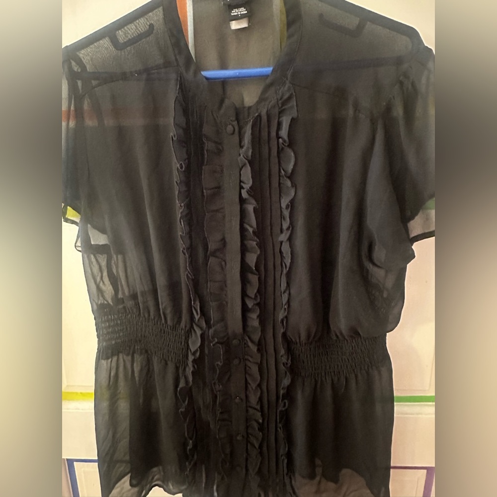 Torrid sheer ruffle shirt